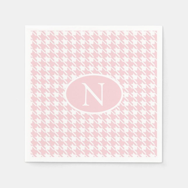 Personalisierter Monogramm Pink-Hahnentrittmuster- Serviette (Vorderseite)