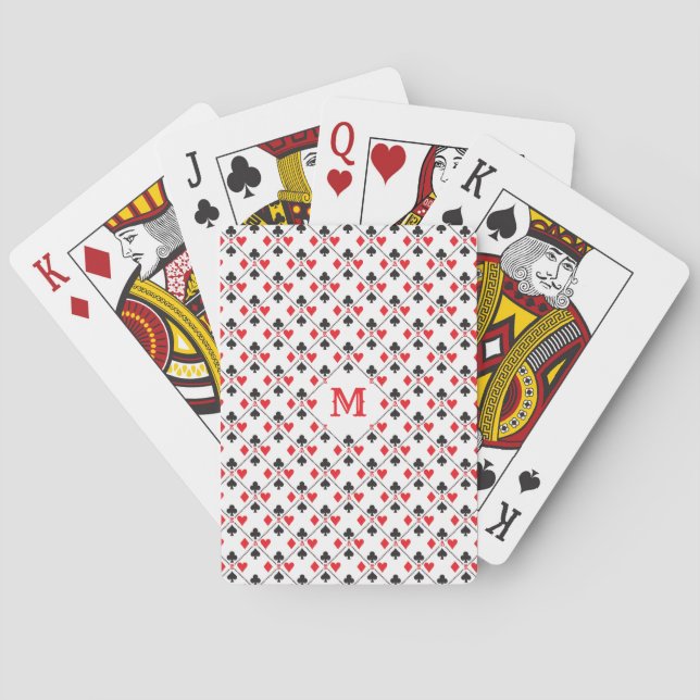 Personalisierter Monogramm-Poker-Kartenspiel-Anzug Spielkarten (Rückseite)