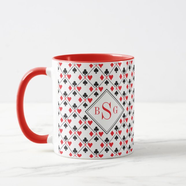Personalisierter Monogramm-Poker Kartenspielen Anz Tasse (Links)