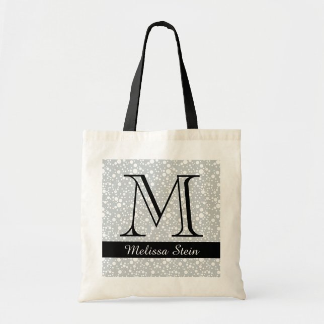 personalisierter Monogramm schwarz Tragetasche (Vorne)