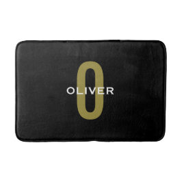 Personalisierter Monogramm Schwarzer Goldname Badematte