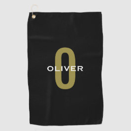 Personalisierter Monogramm Schwarzer Goldname Golfhandtuch