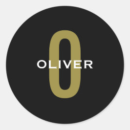 Personalisierter Monogramm Schwarzer Goldname Runder Aufkleber