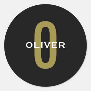Personalisierter Monogramm Schwarzer Goldname Runder Aufkleber