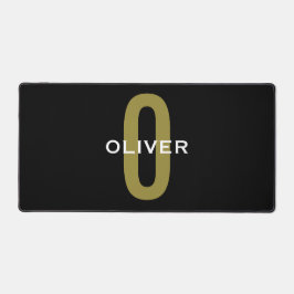 Personalisierter Monogramm Schwarzer Goldname Schreibtischunterlage