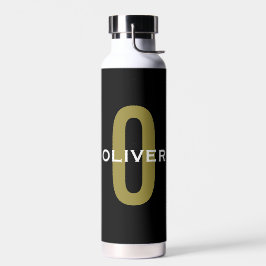 Personalisierter Monogramm Schwarzer Goldname Trinkflasche