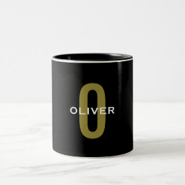 Personalisierter Monogramm Schwarzer Goldname Zweifarbige Tasse