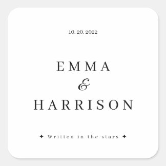 Personalisierter Monogramm-Sternzeichen-Hochzeitsn Quadratischer Aufkleber
