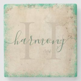 Personalisierter Monogramm-Stone-Untersetzer Steinuntersetzer