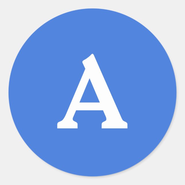 Personalisierter Monogramm-Umschlag Aufkleber blau (Vorderseite)