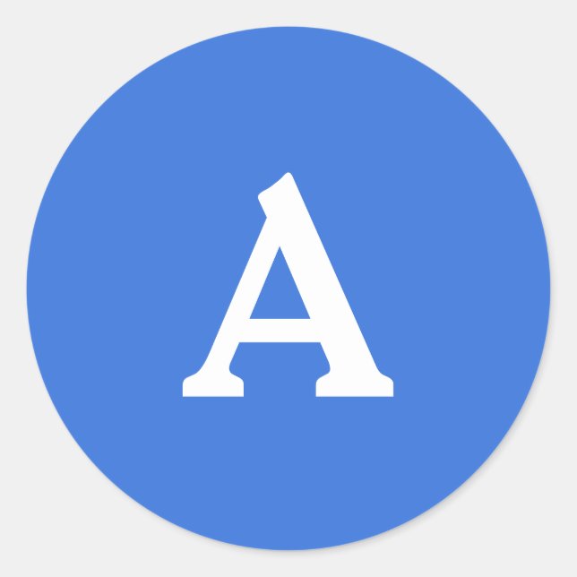 Personalisierter Monogramm-Umschlag Aufkleber blau (Vorderseite)