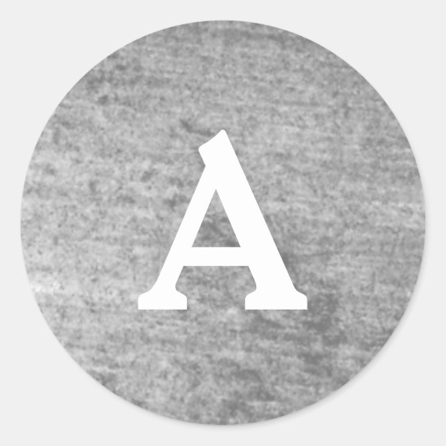 Personalisierter Monogramm-Umschlag Aufkleber grau (Vorderseite)