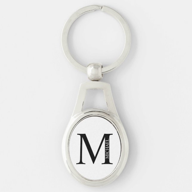 Personalisierter Monogramm- und Name-Schlüsselanhä Schlüsselanhänger (Vorderseite)