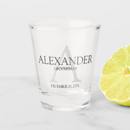 Personalisierter Monogramm- und Name-Trauzeuge Schnapsglas