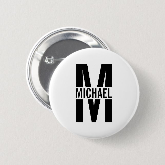 Personalisierter Monogramm- und Namens-Anstecker Button (Vorne & Hinten)