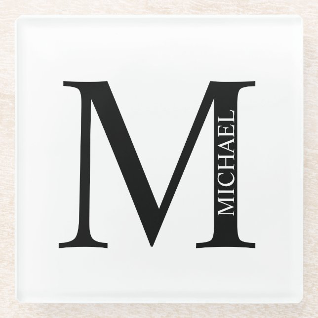 Personalisierter Monogramm-Untersetzer und Name Glasuntersetzer (Vorderseite)