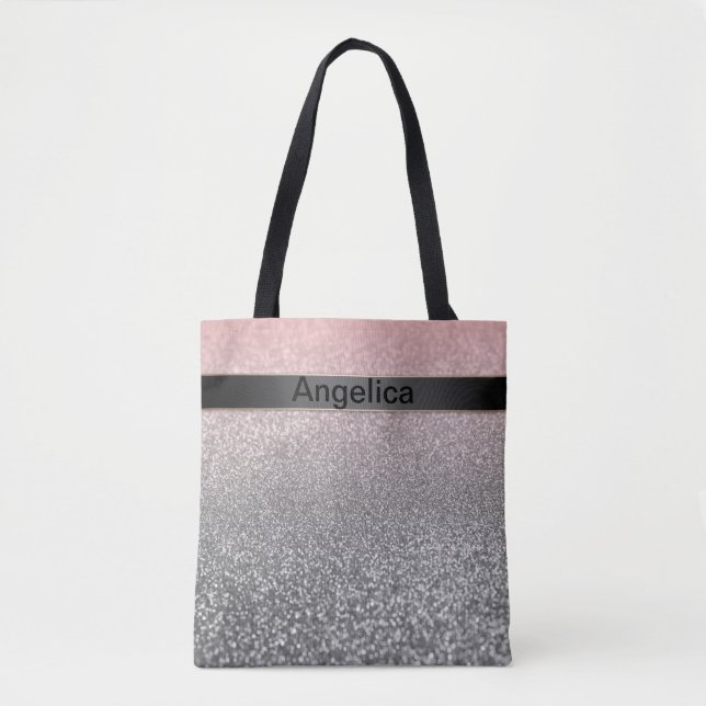Personalisierter monogramm Vintager Glitzer glänzt Tasche (Vorderseite)