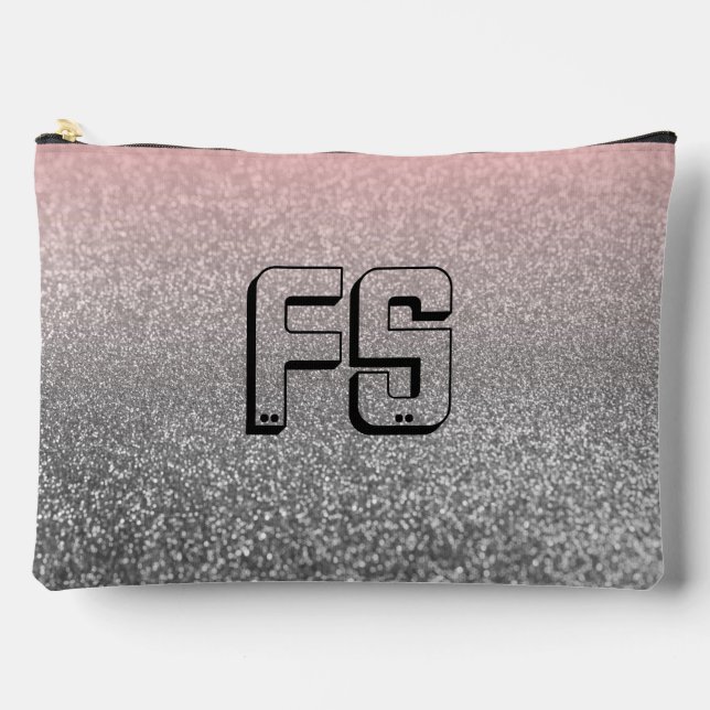 Personalisierter monogramm Vintager Glitzer glänzt Zubehörtasche (Vorderseite)