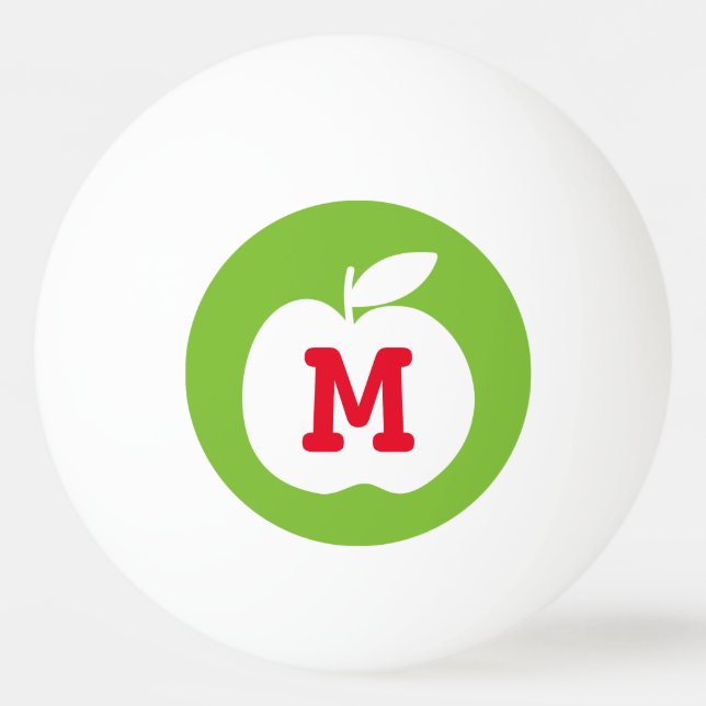 Personalisierter Monogrammgrünapfel Ping pong Ball Tischtennisball (Vorderseite)