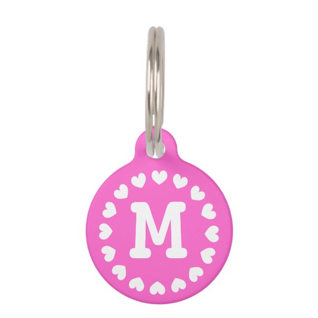 Personalisierter Monogrammhaustierumbau mit Herzen Haustiermarke (Vorderseite)