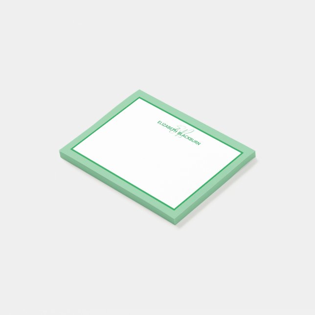 Personalisierter monogrammierter Name Minimalistis Post-it Klebezettel (angewinkelt)