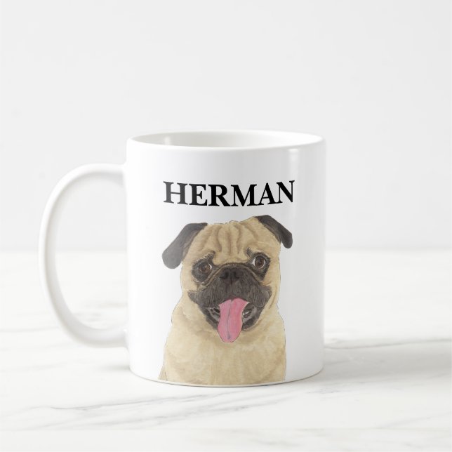 Personalisierter Mops Kaffeetasse (Links)