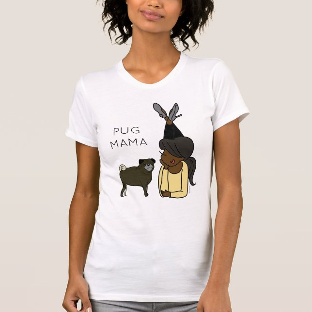 Personalisierter Mops Mama T - Shirt (Vorderseite)
