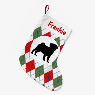 Personalisierter Mops-rotes und grünes Kleiner Weihnachtsstrumpf