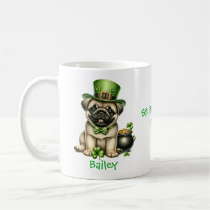 Personalisierter Mops St. Patrick's Day Tasse