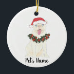 Personalisierter Mops (weiß) Keramik Ornament<br><div class="desc">Machen Sie die schöne Liste in diesem Jahr mit einem personalisierten Ornament Ihrer süßen Mops Elf!</div>