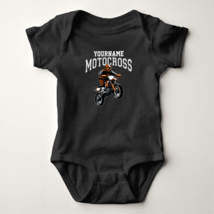 Personalisierter Motocross-Dirt-Bike-Fahrer-Rennsp Baby Strampler