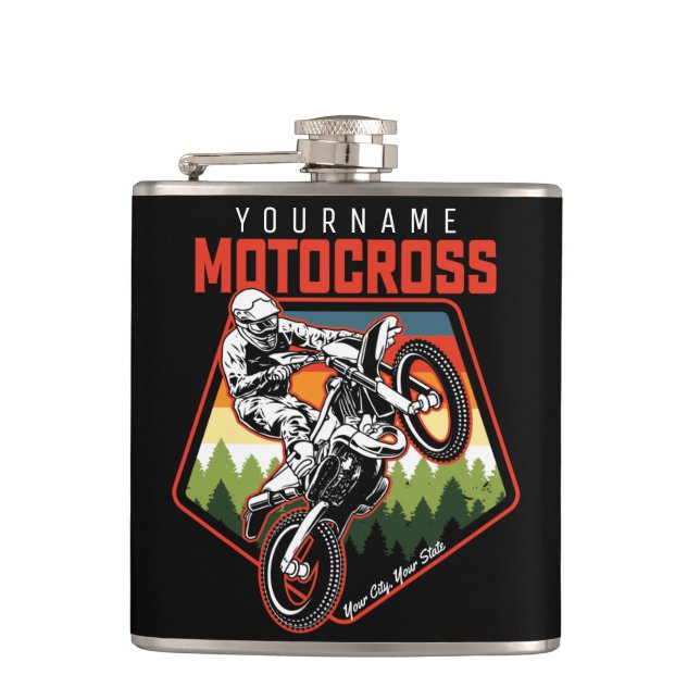 Personalisierter Motocross Racing Dirt Bike Trail Flachmann (Vorderseite)
