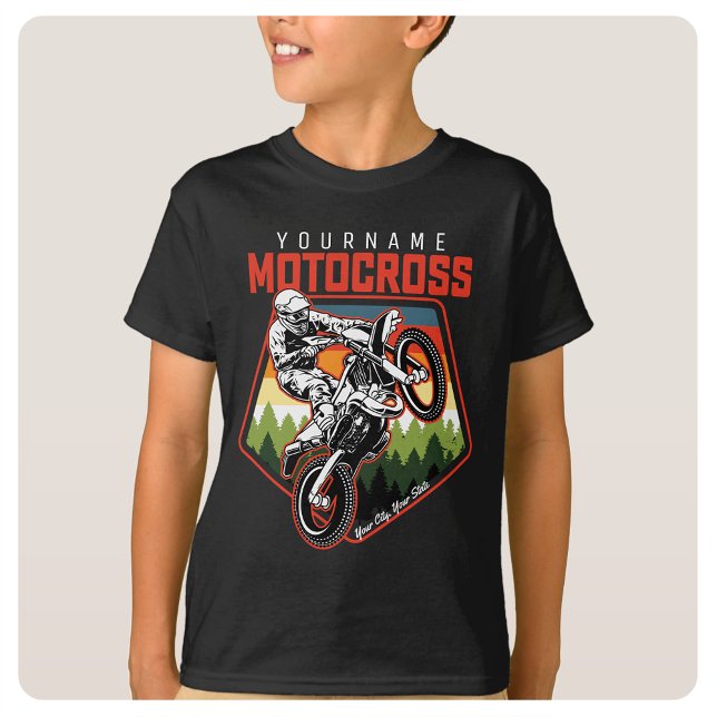 Personalisierter Motocross Racing Dirt Bike Trail T-Shirt (Von Creator hochgeladen)