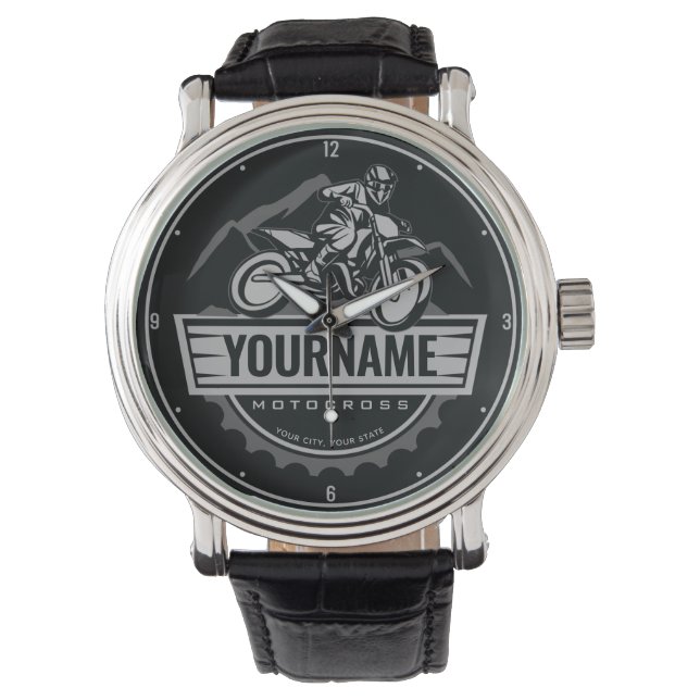 Personalisierter Motocross Rider Dirt Bike Racing Armbanduhr (Vorderseite)
