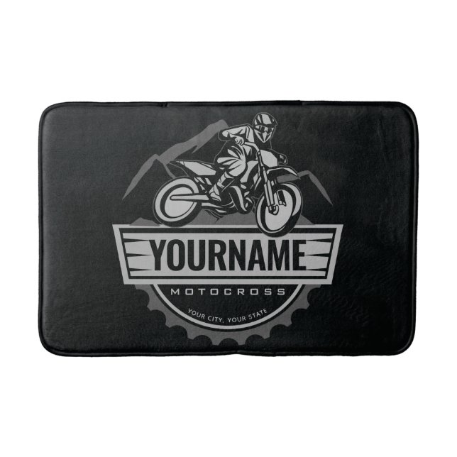 Personalisierter Motocross Rider Dirt Bike Racing Badematte (Vorderseite)