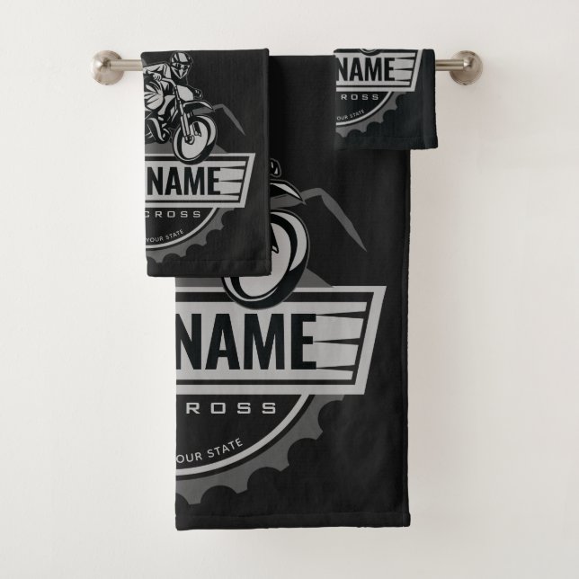 Personalisierter Motocross Rider Dirt Bike Racing Badhandtuch Set (Insitu)