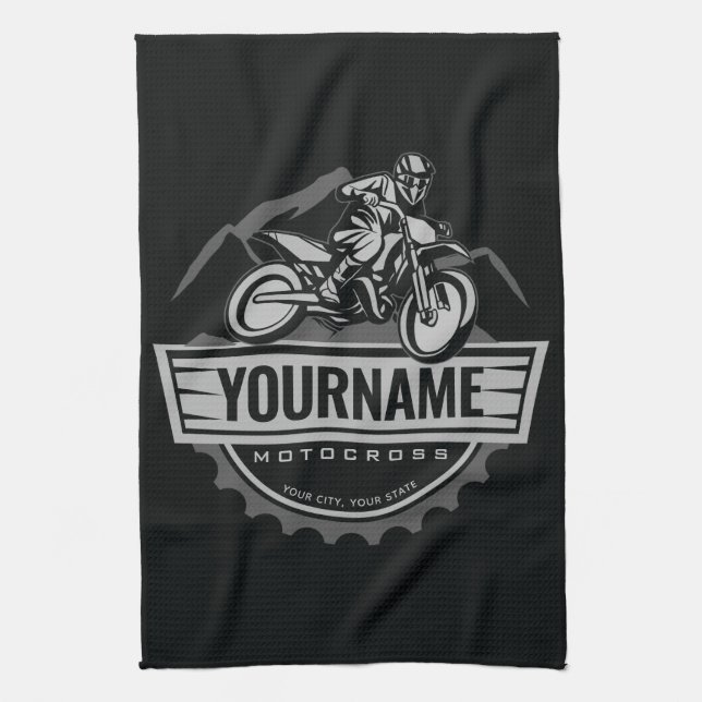 Personalisierter Motocross Rider Dirt Bike Racing Geschirrtuch (Vertikal)