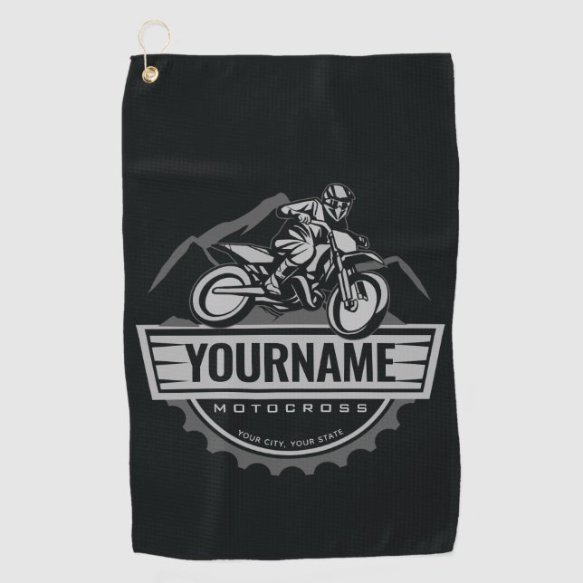 Personalisierter Motocross Rider Dirt Bike Racing Golfhandtuch (Vorderseite)