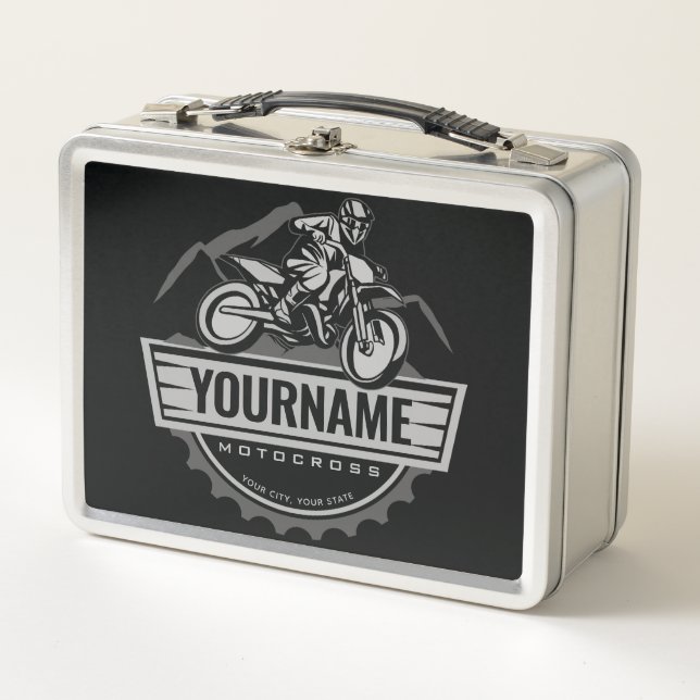 Personalisierter Motocross Rider Dirt Bike Racing Metall Brotdose (Vorderseite)
