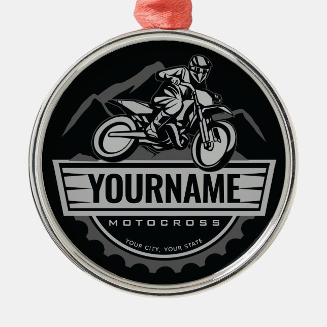 Personalisierter Motocross Rider Dirt Bike Racing Ornament Aus Metall (Vorne)