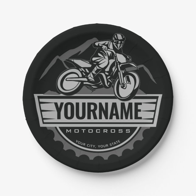 Personalisierter Motocross Rider Dirt Bike Racing Pappteller (Vorderseite)