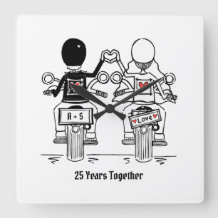 Personalisierter Motorradfahrer-Jubiläumsgeschenk Quadratische Wanduhr