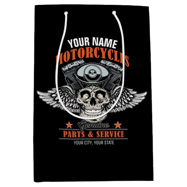 Personalisierter Motorradladen Mittlere Geschenktüte (Vorderseite)