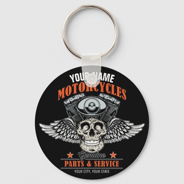 Personalisierter Motorradladen Schlüsselanhänger (Vorderseite)