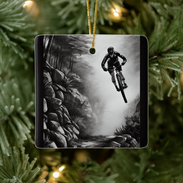 Personalisierter Mountainbike Stift Weihnachten Keramikornament (Baum)