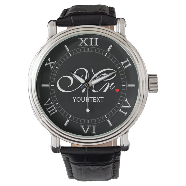 Personalisierter Mr. Husband Groom Seine neuen Wün Armbanduhr (Vorderseite)
