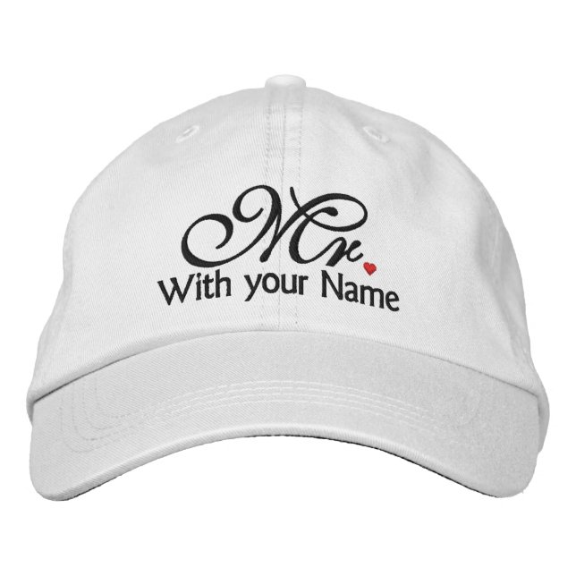 Personalisierter Mr. Husband Groom Seine neuen Wün Bestickte Baseballkappe (Vorderseite)