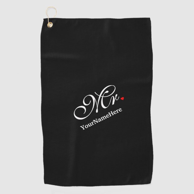 Personalisierter Mr. Husband Groom Seine neuen Wün Golfhandtuch (Vorderseite)