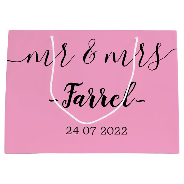 Personalisierter Mr. & Mrs. Wedding Day Große Gesc Geschenktüte (Vorderseite)