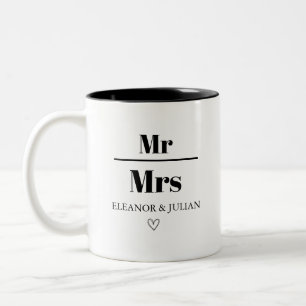 Personalisierter Mr und Mrs Becher Benutzerdefinie Zweifarbige Tasse